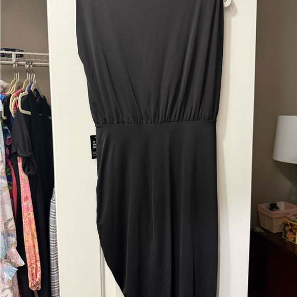 NWT Express Black Asymmetrical Draped Dress - Picture 5 of 6